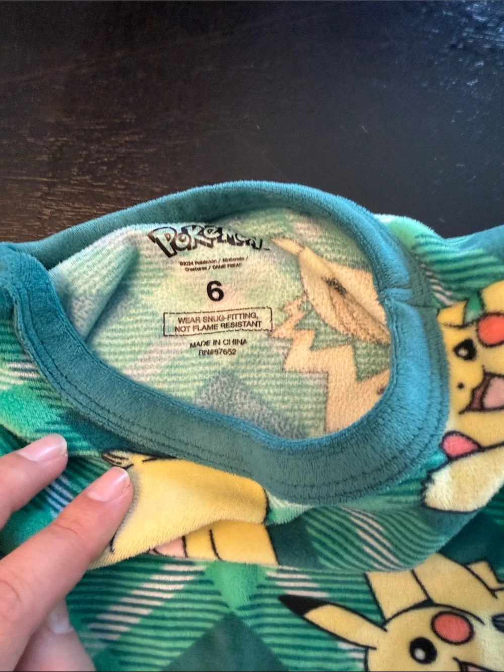Green Plaid Pikachu Kids Pajama Set